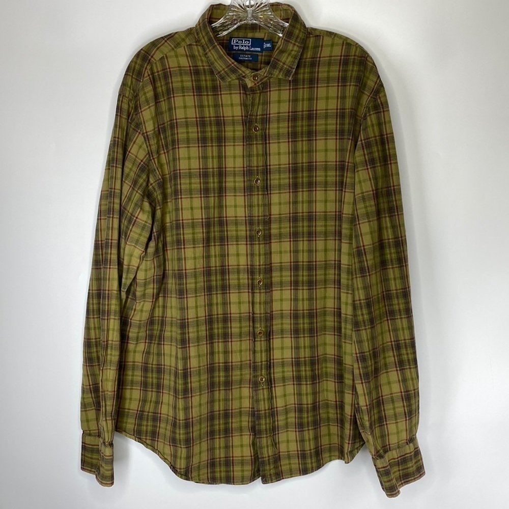 Vintage Polo By Ralph Lauren Estate Custom Fit Brown Button Down Shirt XXL